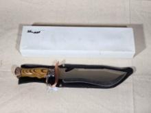 14" Zachary Crockett Collection Hunting / Survival Knife And Leather Sheath