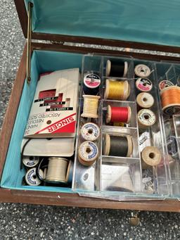 Vintage Sewing Box with Misc Sewing Material