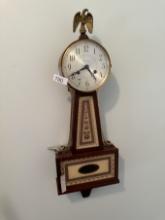 Vintage Fancy Victorian Walnut Dome Top Banjo Clock/Seth Thomas Wall Clock with Key