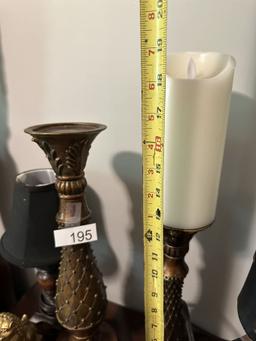 Box Lot/Night Stand Lamps, Candle Holders, ETC