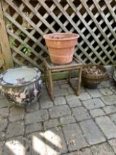 Box Lot/Planters, Wooden Planter Stand (Local Pick Up Only)