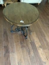 Metal Base/Wooden Top Occasional Round Top Table (Local Pick Up Only)
