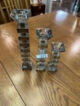 (3) Tiered Glass Candle Holders