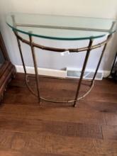 Half Round Entry Glass Top Table with Metal Base (Local Pick Up Only)