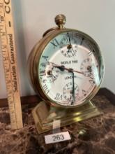 Nice Vintage World Time Mantle Clock (Paris, Hong Kong, New York, Tokyo, London)