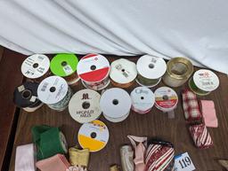 Sewing Lot, Rolled Fabric, Spools