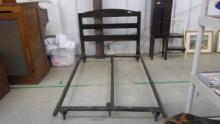 twin bed, metal frame can go up to full size with a twin head board
