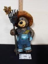 Decorative Country Bear w/ hat and rake