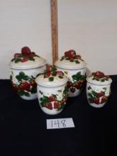 Vintage Ceramic Strawberry Cannister Set