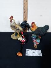 Rooster Lot, Resin Rooster, Ceramic Laugh Rooster