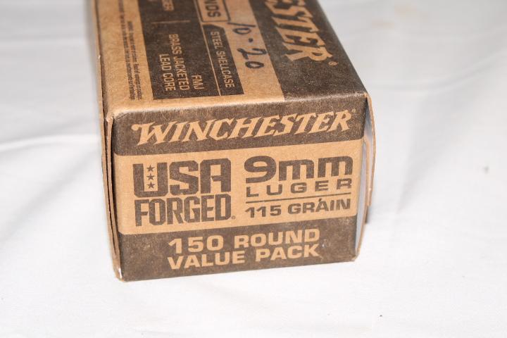 150 Rounds of Winchester 9mm Luger 115 Gr. FMJ Ammo