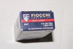 50 Rounds of Fiocchi 9mm Luger 115 Gr. FMJ Ammo