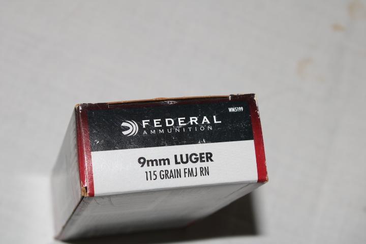 50 Rounds of Federal 9mm Luger 115 Gr. FMJ RN Ammo