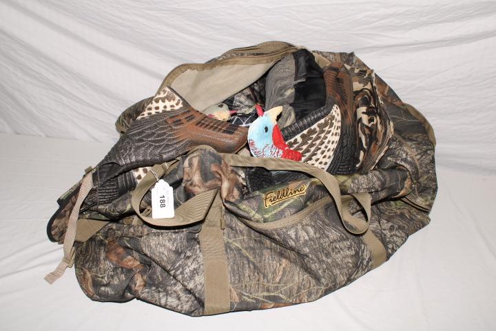 Large Camo Bag w/Turkey Hunting Supplies w/Decoys