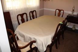 Beautiful Cherry Style Dining Table w/2 Leaves and 6 Chairs