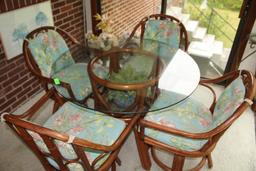 Bamboo Style Glass Top Table w/4 Chairs