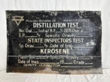 RARE 1920's Marland Refining Test Distalation Sign Ponca City, OK