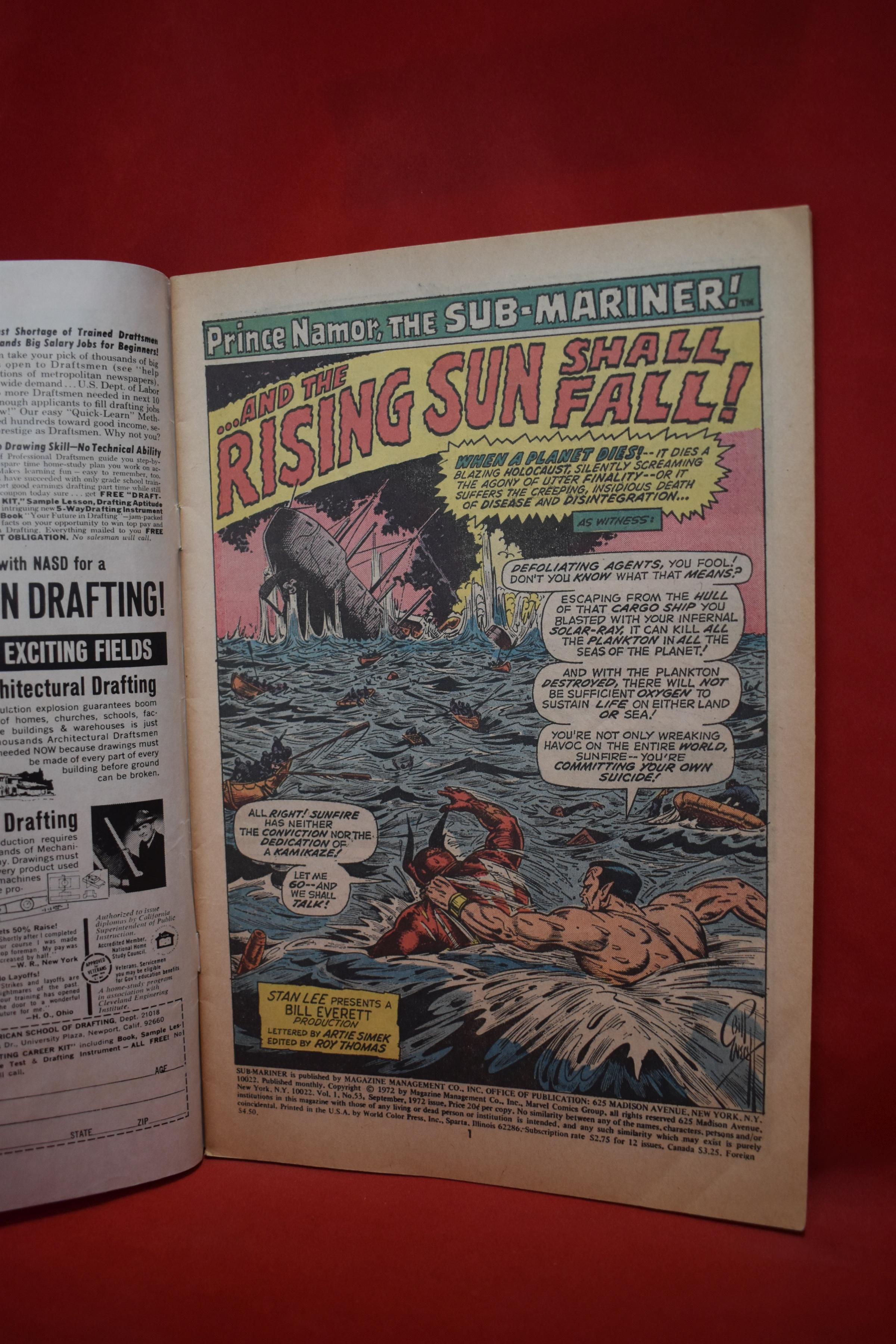 SUB-MARINER #53 | THE RISING SUN SHALL FALL | BUSCEMA - 1972 | *SOLID - CREASING - SEE PICS*