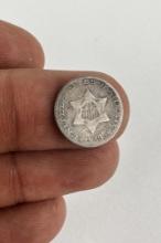 1853 US 3 Cent Trime Silver Coin