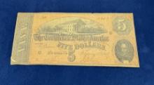 1864 Confederate $5 Five Dollar Note