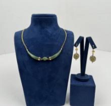 Jade Necklace and Earring Suite
