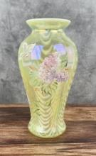 Fenton Hydrangeas On Topaz Opalescent Vase