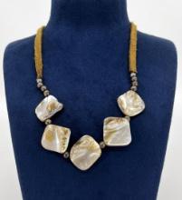 Bohemian Silver Mother of Pearl Necklace