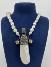 Sterling Silver Mother of Pearl Teething Necklace