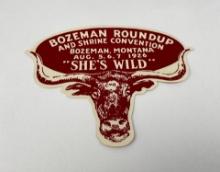 1926 Bozeman Montana Roundup Luggage Sticker