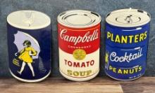 Campbell's Soup Planters Nuts Morton Salt Signs