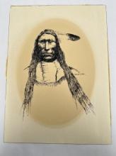 Charles Bear Montana Indian Pen and Ink Drawing