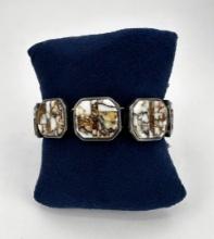 Zuni Inlaid White Buffalo Sterling Silver Bracelet