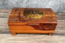 Mid Century Cedar Trinket Treasure Box