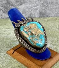 Navajo Sterling Silver Turquoise Bear Paw Ring