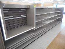 20 FT 2-SIDED BROWN SHELVING WITH NO END CAP (PRICED PER FOOT)  60 INCHES T