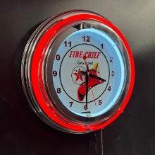 Neon Clock Texaco Fire-Chief Gasoline