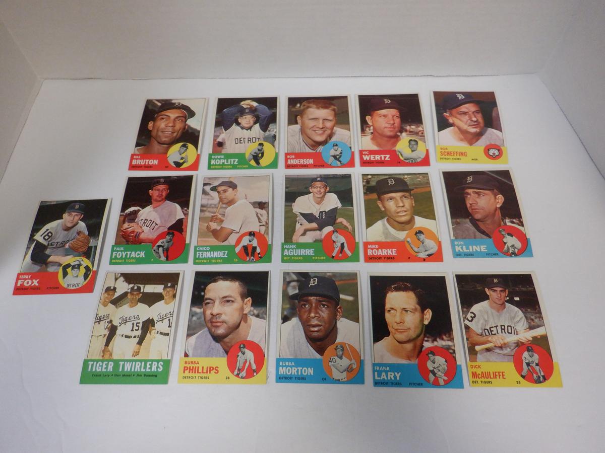LOT OF 16 1963 TOPPS DETROIT TIGERS CARDS