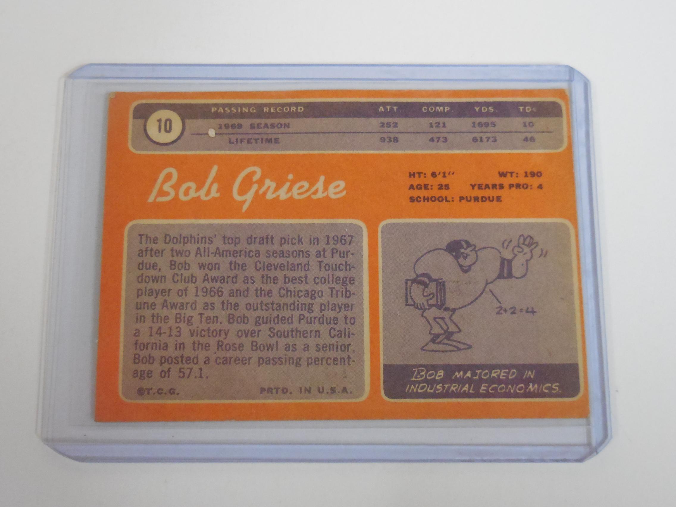 1970 TOPPS FOOTBALL #10 BOB GRIESE MIAMI DOLPHINS