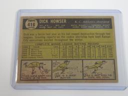 1961 TOPPS BASEBALL #416 DICK HOWSER ROOKIE CARD ATHLETICS RC