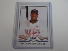 2011 TOPPS USA BASEBALL NELSON RODRIGUEZ RED INK AUTOGRAPHED ROOKIE CARD #D 96/99