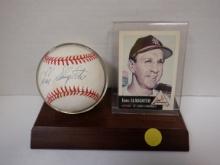 ENOS SLAUGHTER SIGNED AUTO BASEBALL W/CARD