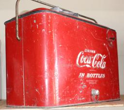 Coca Cola small metal cooler, original paint