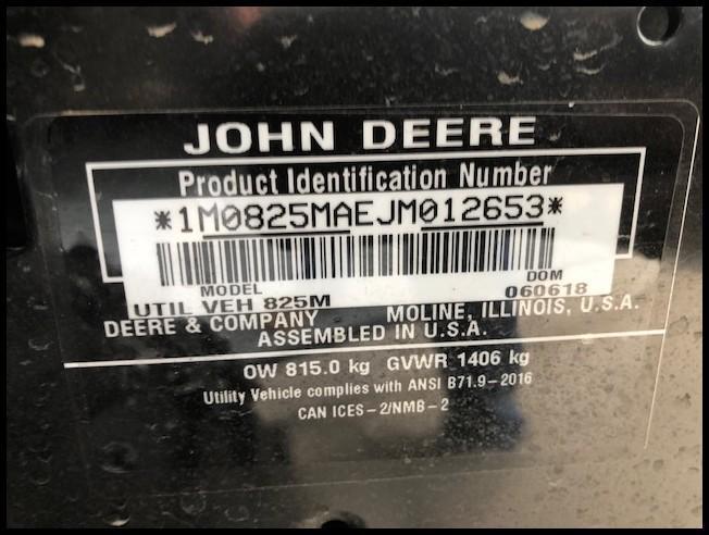 2018 John Deere XUV 825M 4x4, Electric-Hyd Dump, 233 Miles, 42 Hours, ROPS,