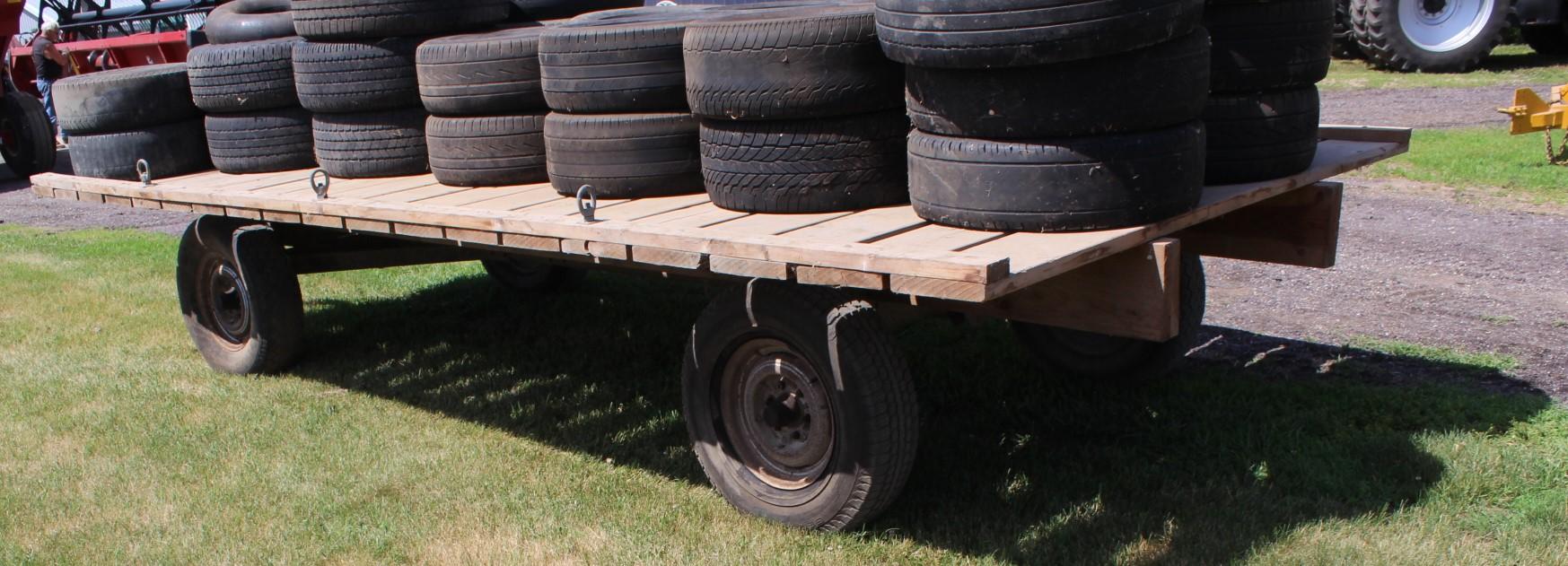 Flat Rack on 4 Wheel Gear, 8’x15’10” Wood Deck