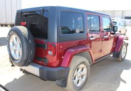 2013 Jeep Wrangler Unlimited Sahara 4x4, Trail Rated, Maroon, Black Int, Cl