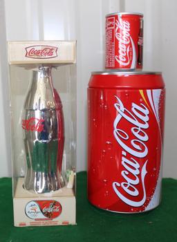 (8) Coca Cola memorabilia pieces, cans, bottles