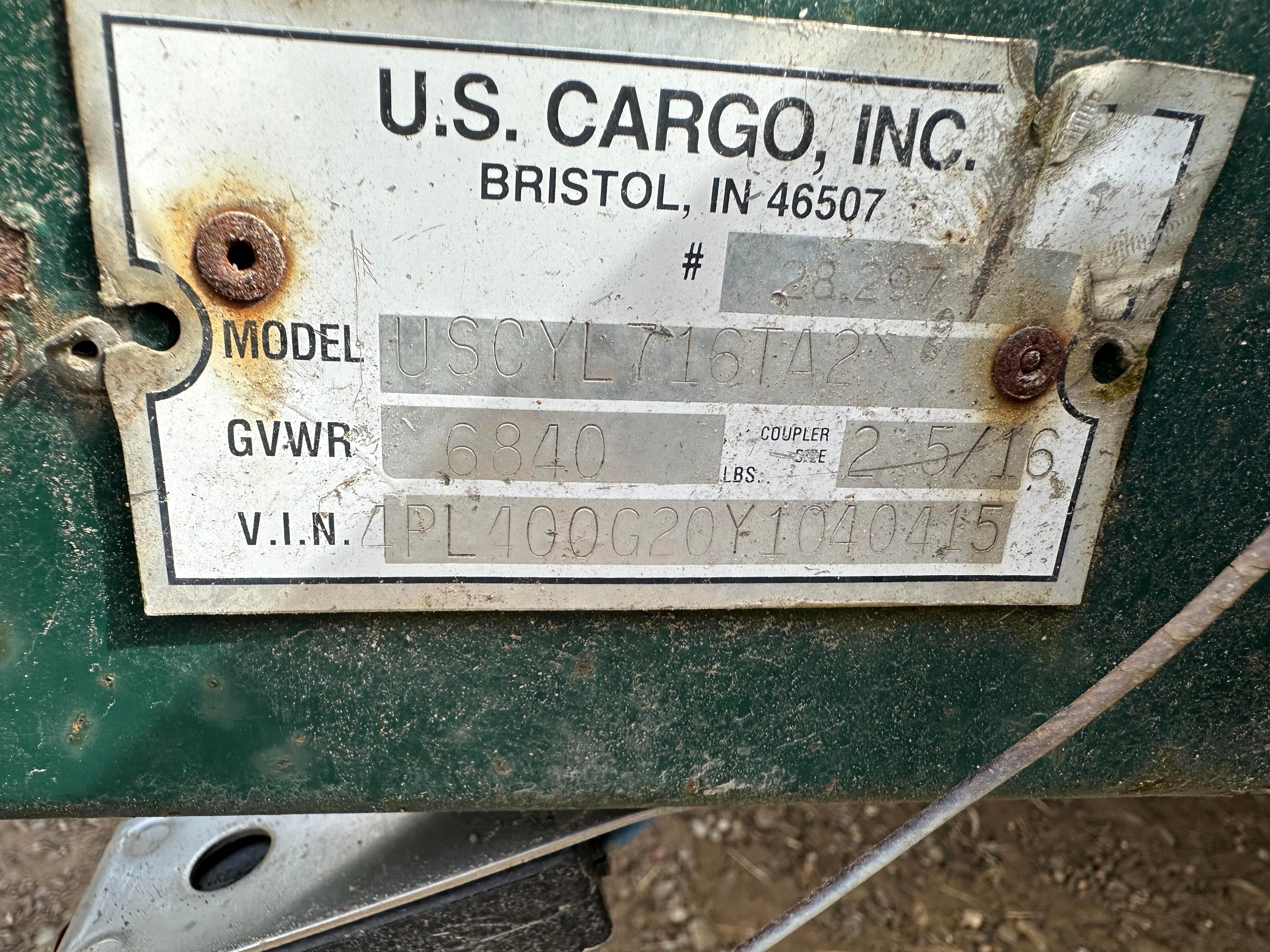 US Cargo 82” X 16’ Tandem Axle Trailer