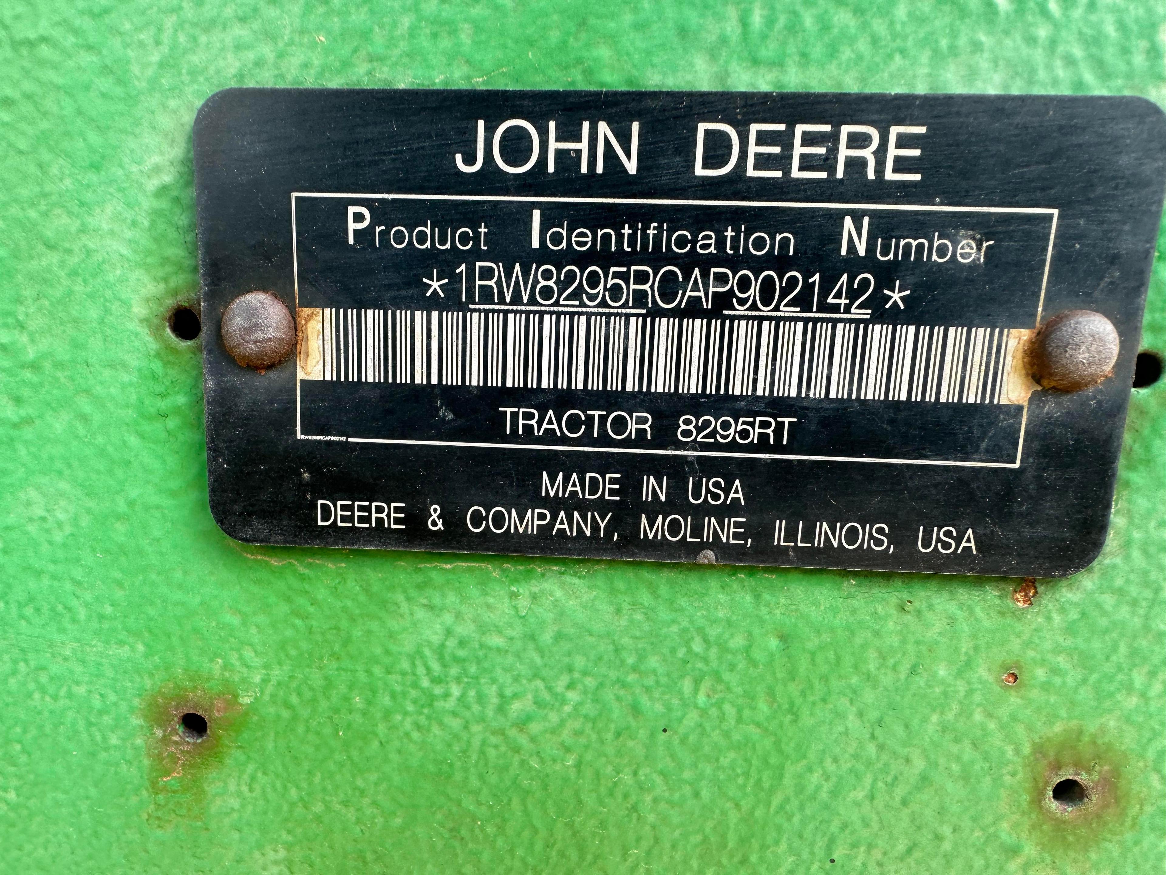 2010 John Deere 8295RT Cab Tractor