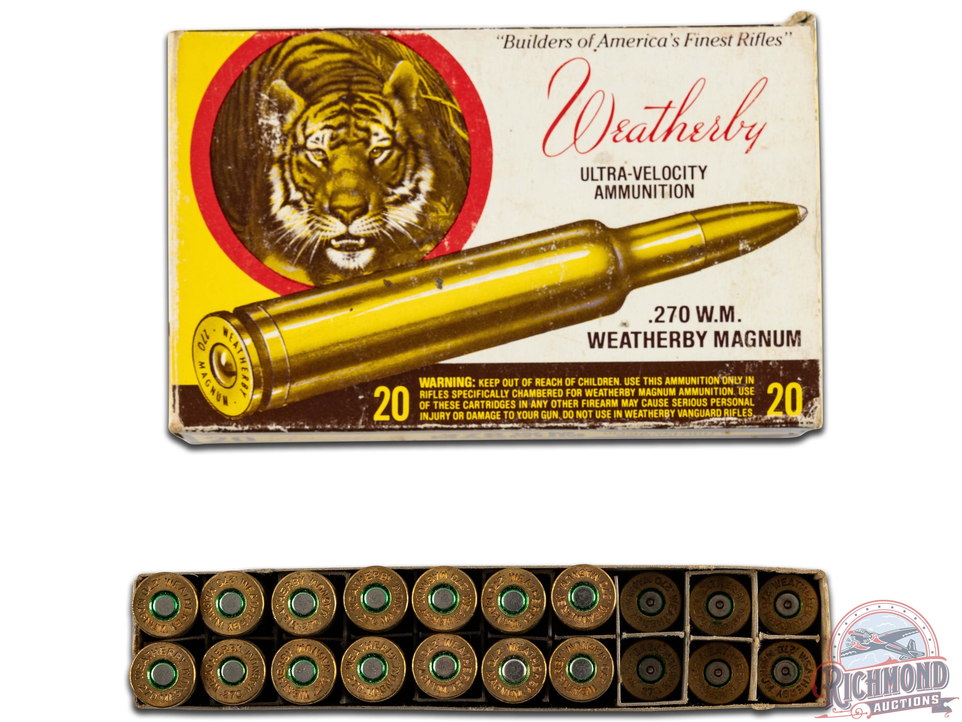 34 Rounds Weatherby .270 WBY Magnum 130 Grain Ammo & 6 Brass Casings