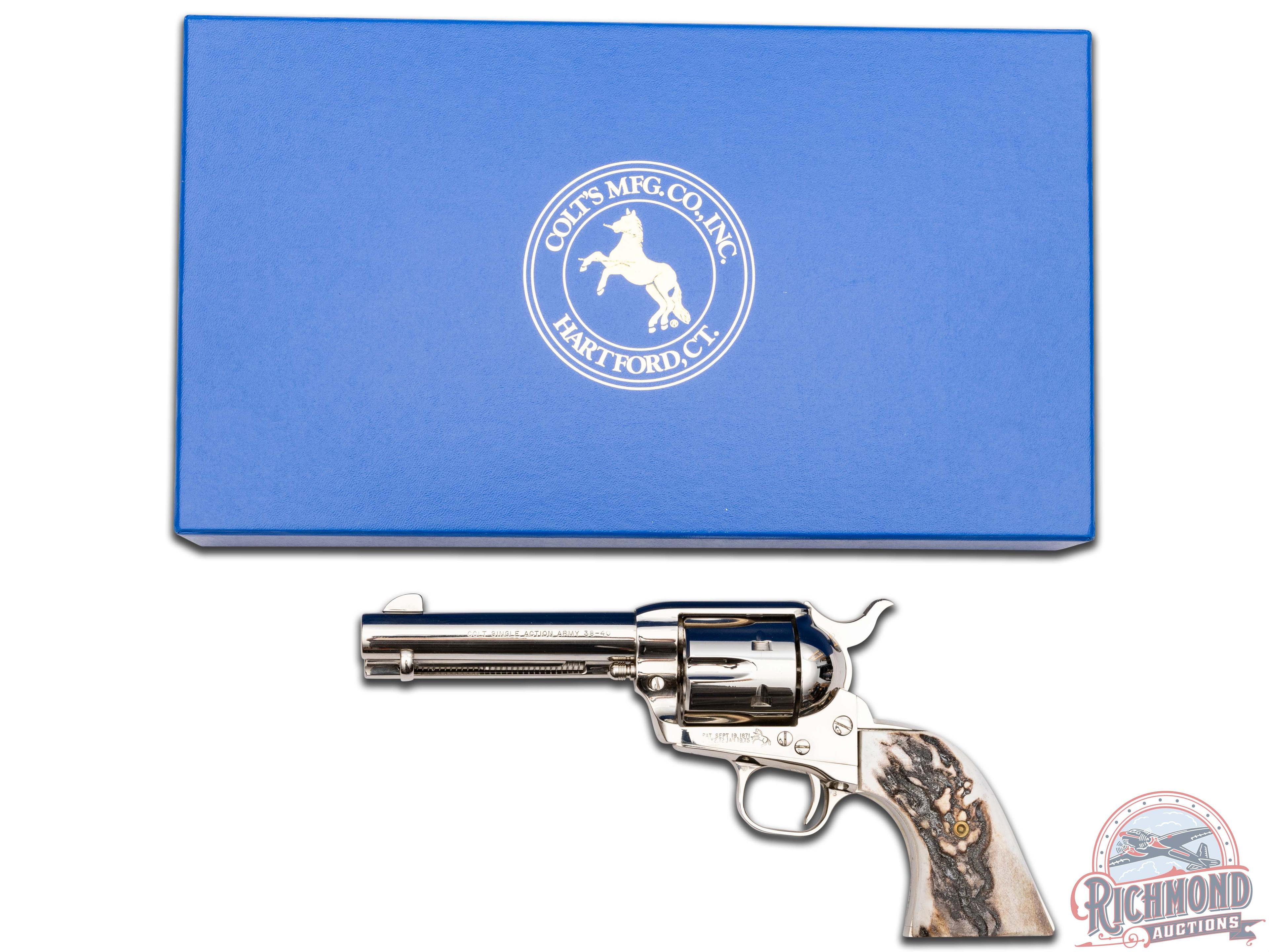 Gorgeous Colt Single Action Army .38-40 WIN Nickel Revolver with Factory Display Case